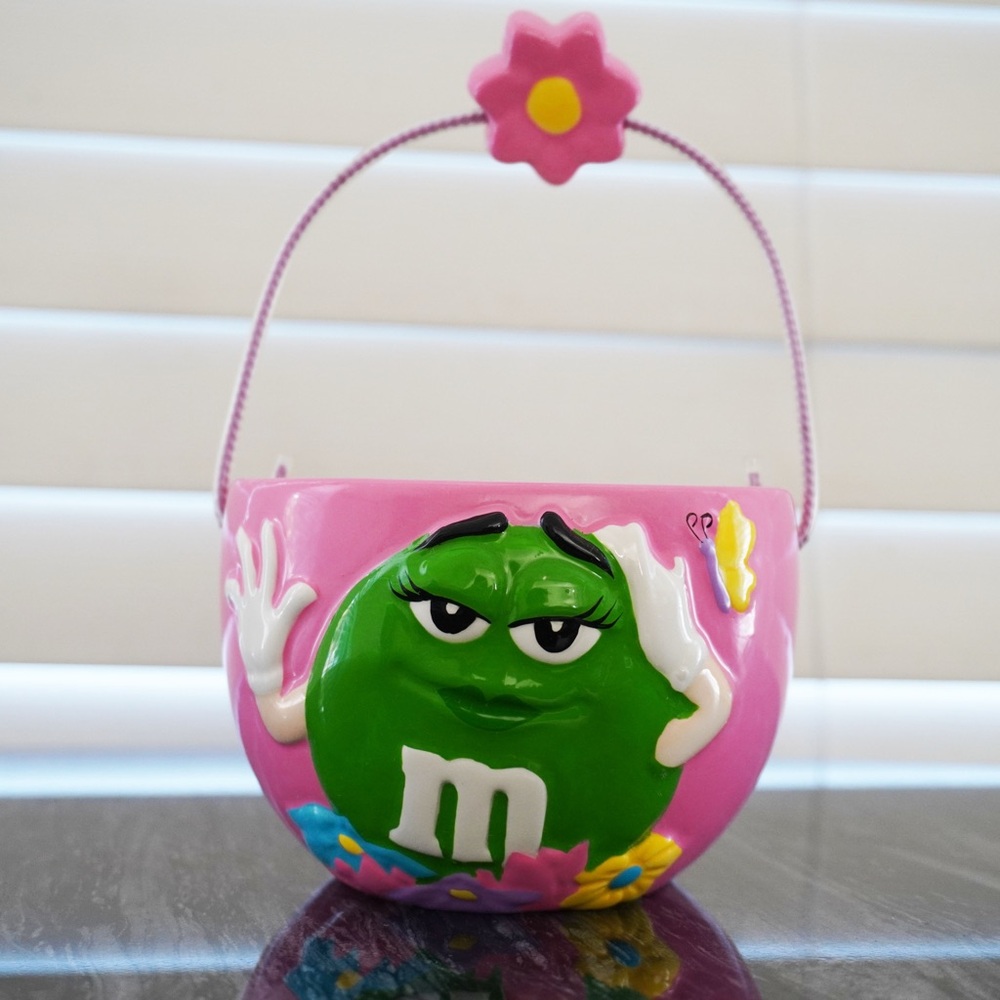 Vintage Galerie Ceramic M&M's Candy Dish With Handle